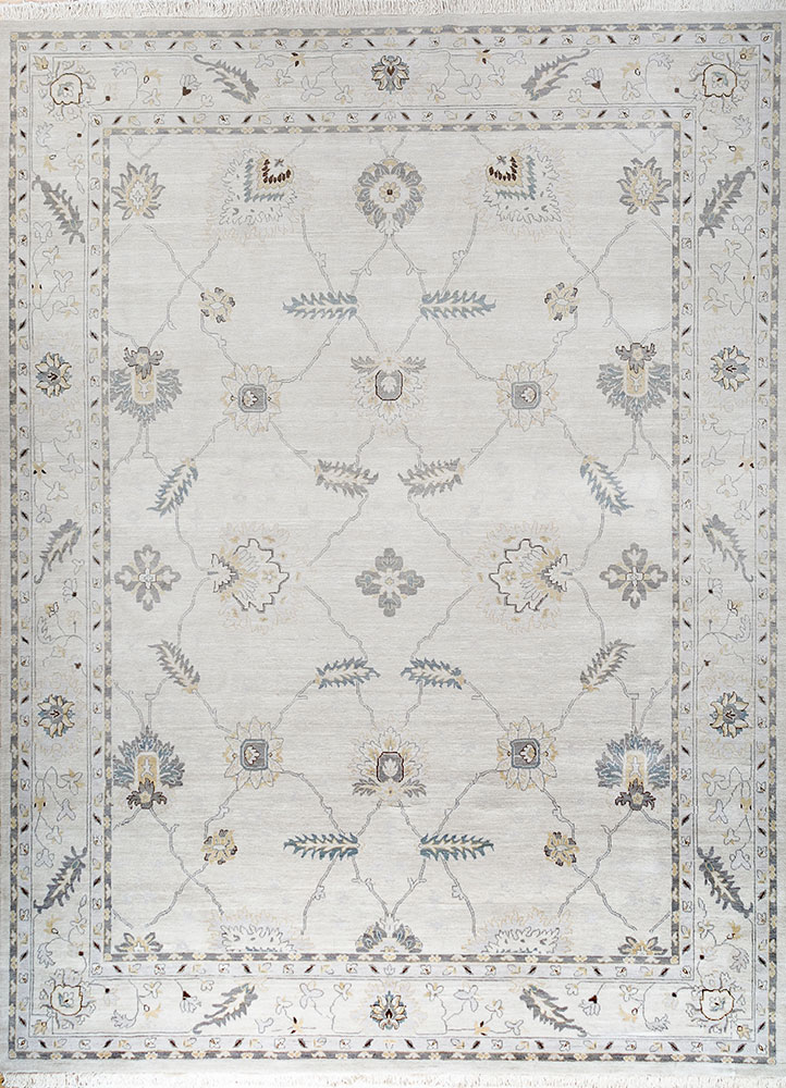 aprezo ivory wool hand knotted Rug - HeadShot