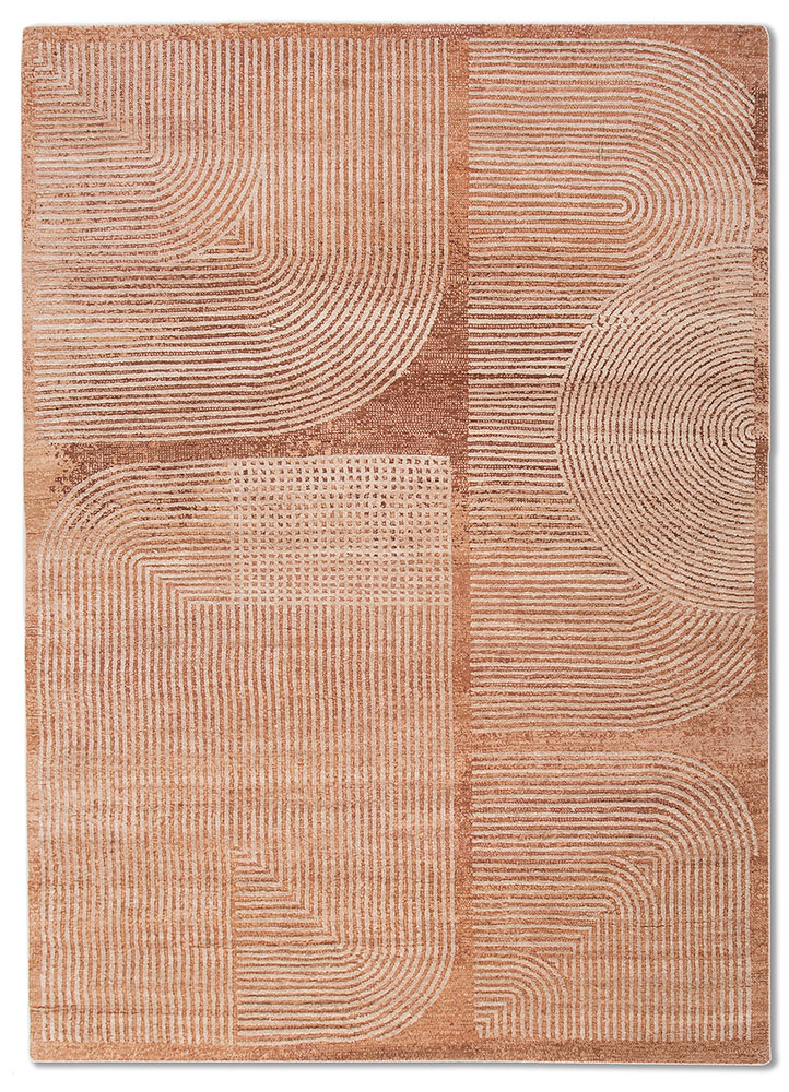 azalea red and orange wool and silk hand knotted Rug - HeadShot