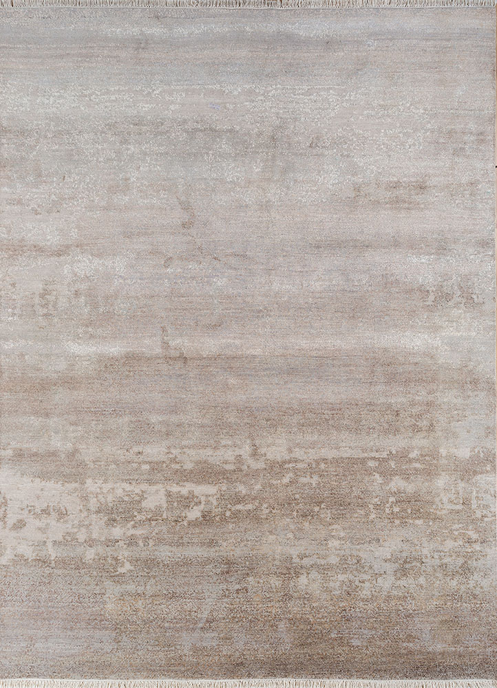 entropy pink and purple wool and silk hand knotted Rug - HeadShot