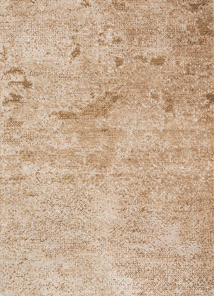 entropy beige and brown wool and silk hand knotted Rug - HeadShot