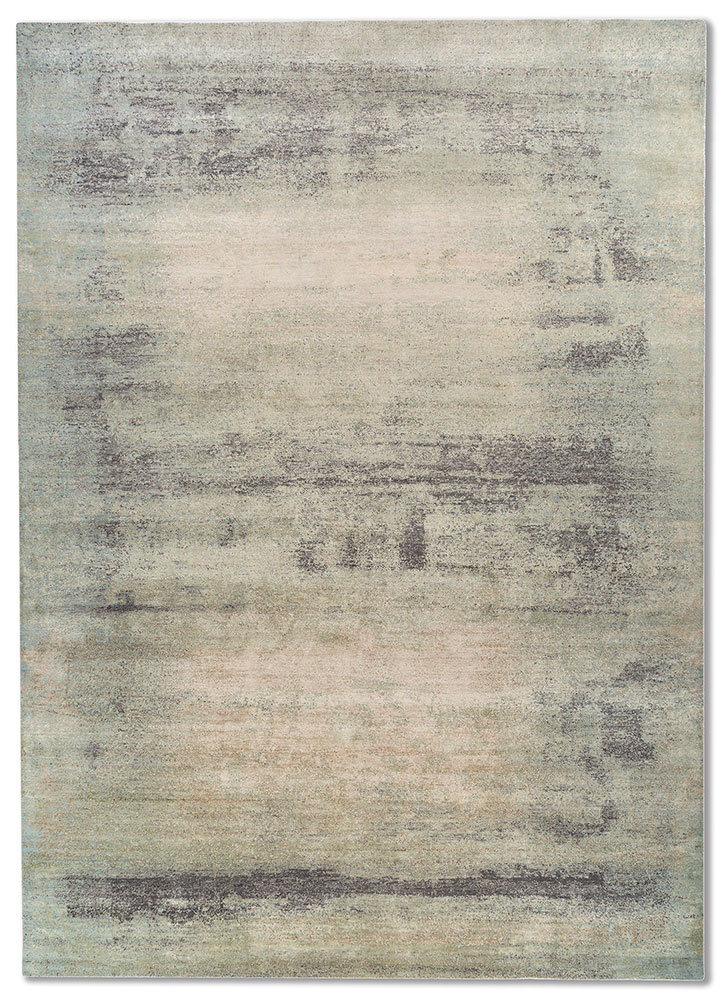entropy ivory wool and silk hand knotted Rug - HeadShot