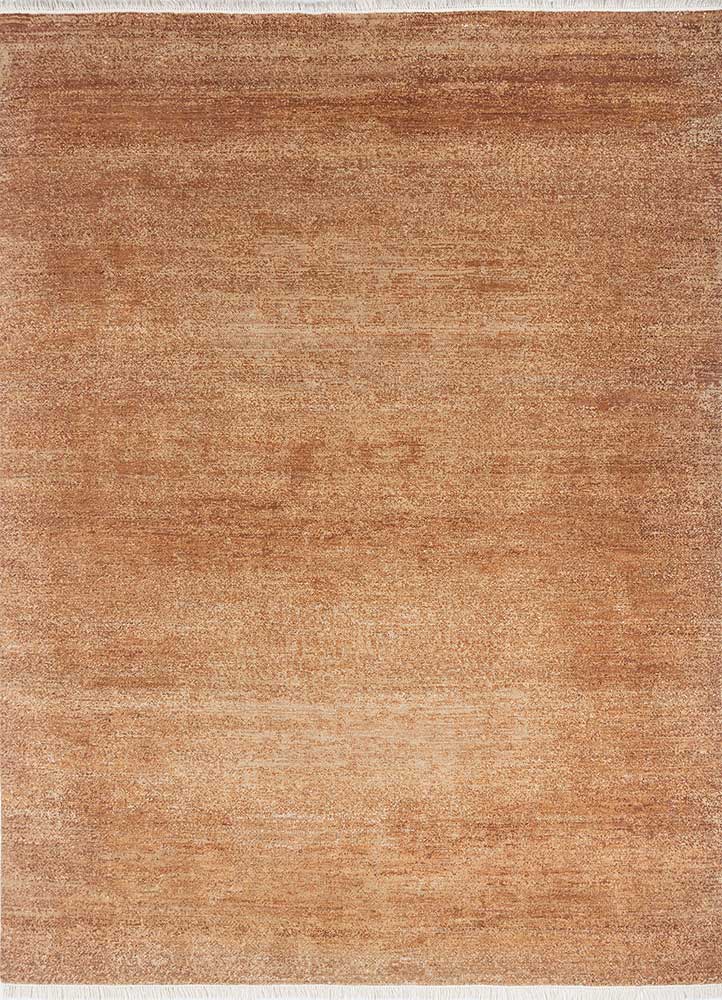 entropy beige and brown wool and silk hand knotted Rug - HeadShot
