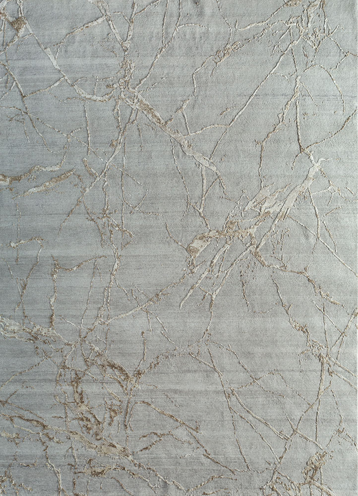urban pause by kavi grey and black wool and silk hand knotted Rug - HeadShot