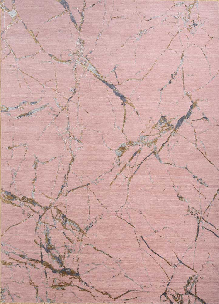 urban pause by kavi red and orange wool and silk hand knotted Rug - HeadShot