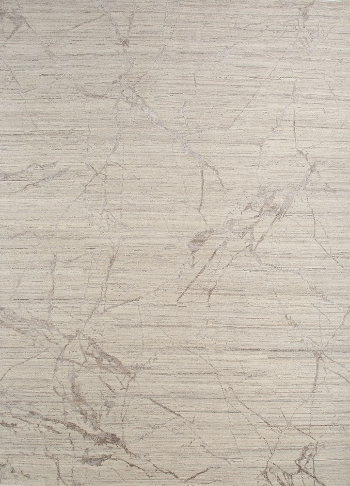 urban pause by kavi ivory wool and silk hand knotted Rug - HeadShot