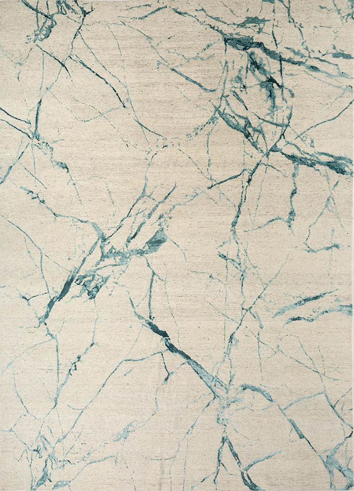 urban pause by kavi ivory wool and silk hand knotted Rug - HeadShot