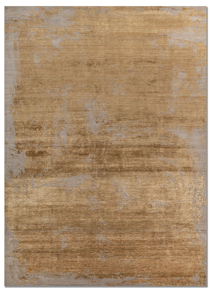 free verse by kavi gold wool and silk hand knotted Rug - HeadShot
