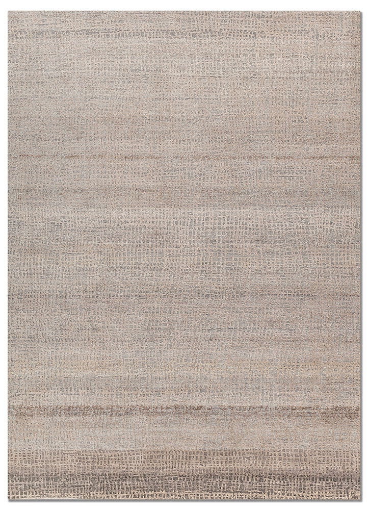 aprezo grey and black wool and silk hand knotted Rug - HeadShot