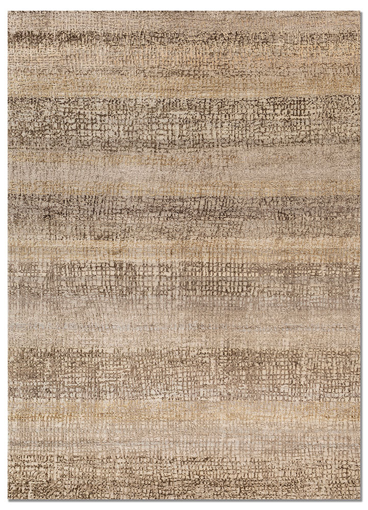 aprezo ivory wool and silk hand knotted Rug - HeadShot