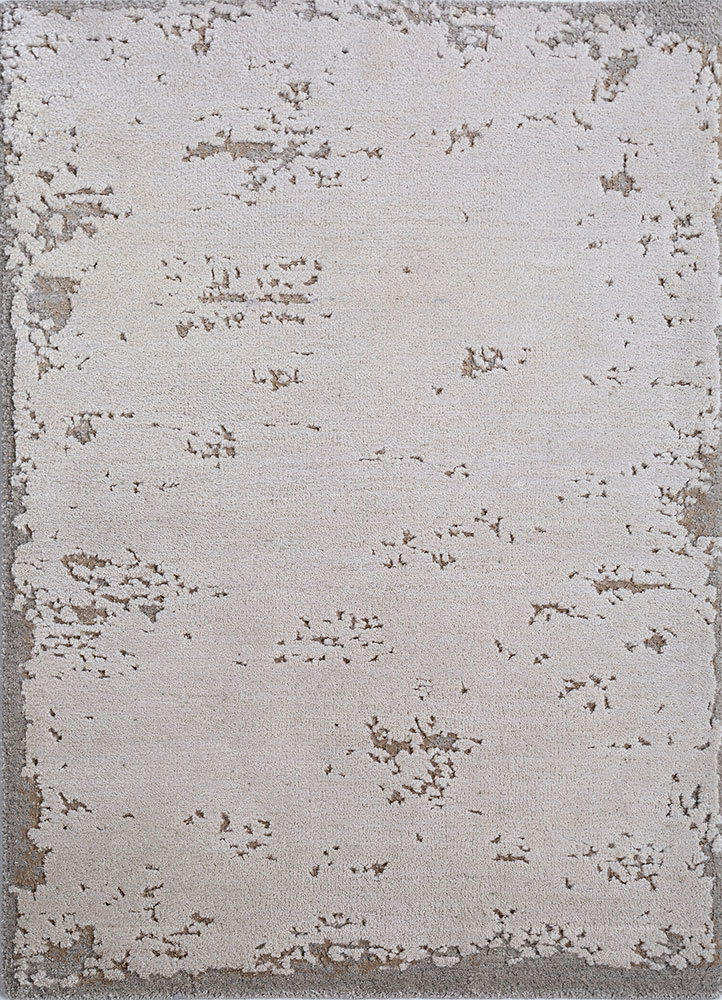 free verse by kavi ivory wool and silk hand knotted Rug - HeadShot
