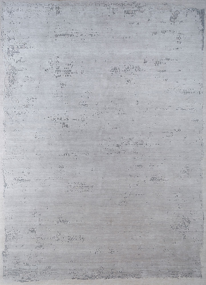 urban pause by kavi grey and black wool and silk hand knotted Rug - HeadShot