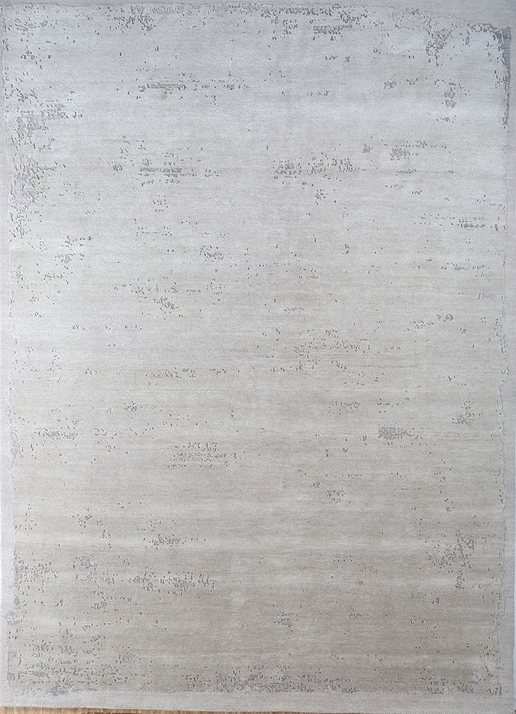 urban pause by kavi ivory wool and silk hand knotted Rug - HeadShot