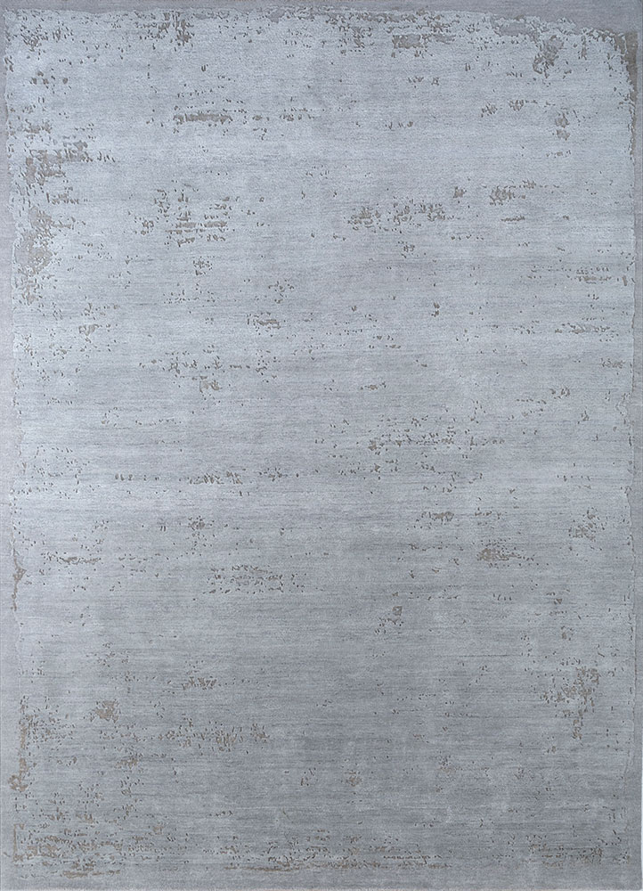urban pause by kavi grey and black wool and silk hand knotted Rug - HeadShot