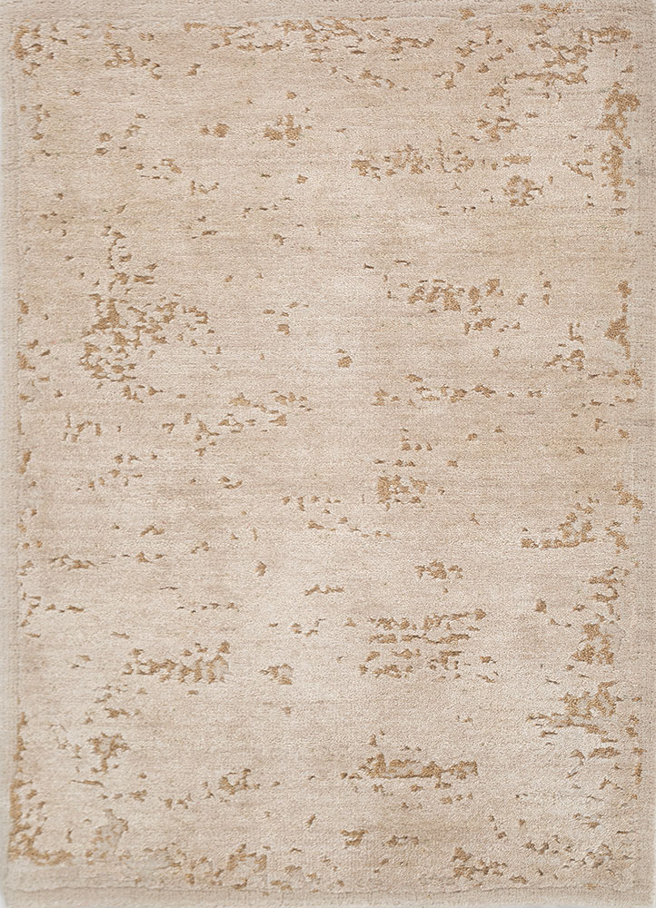 urban pause by kavi ivory wool and silk hand knotted Rug - HeadShot