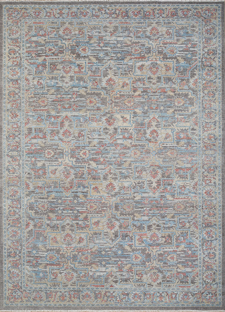 erbe grey and black wool hand knotted Rug - HeadShot