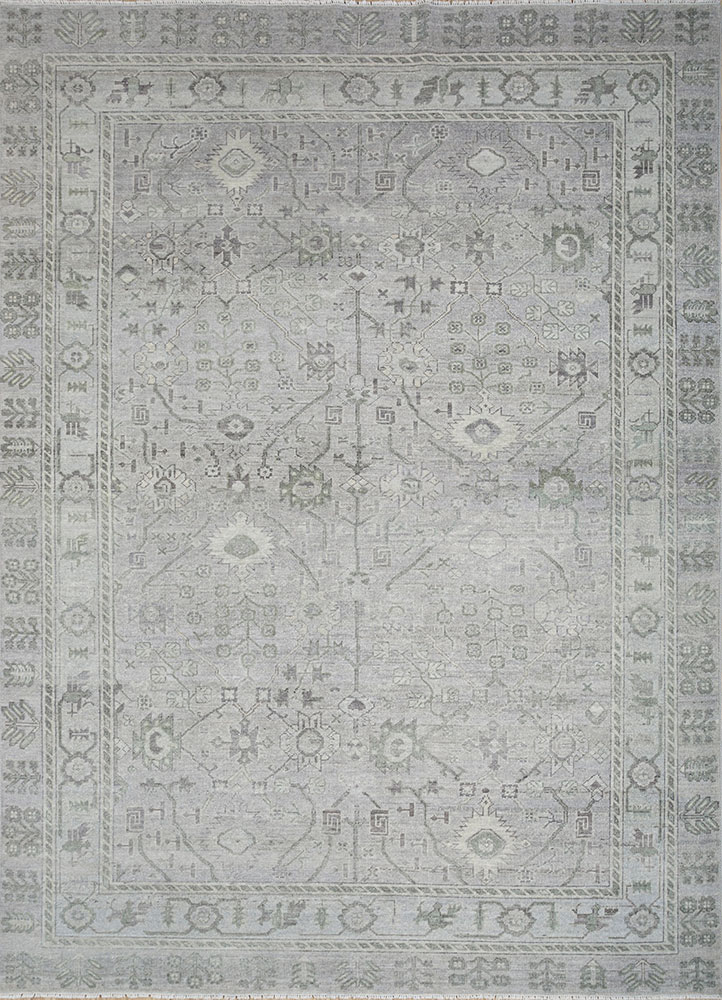 erbe grey and black wool hand knotted Rug - HeadShot