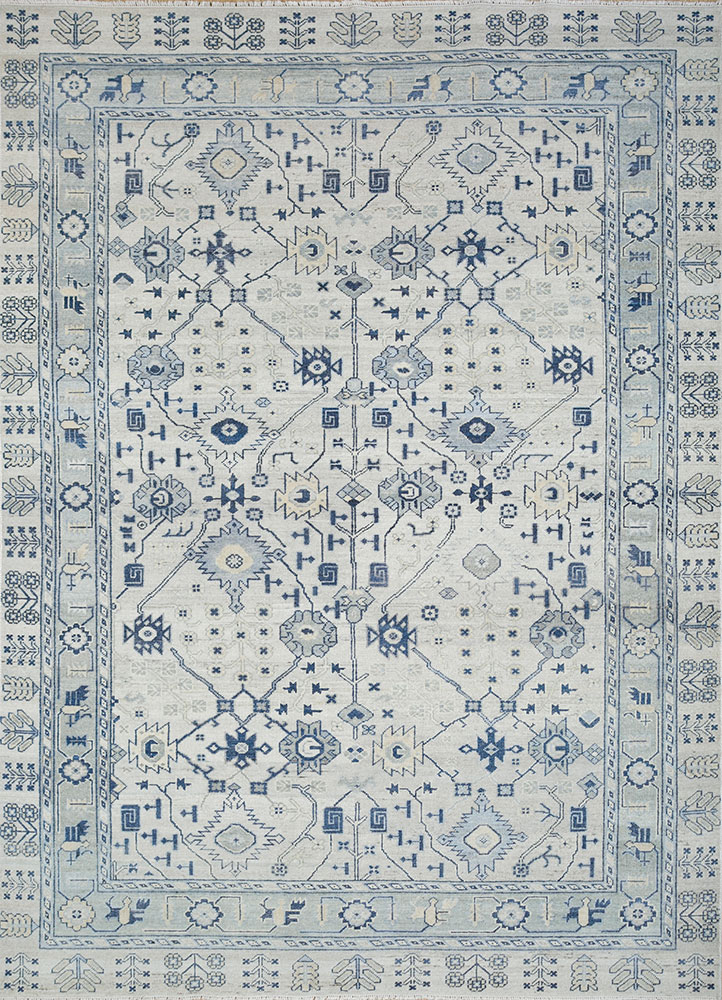 erbe ivory wool hand knotted Rug - HeadShot