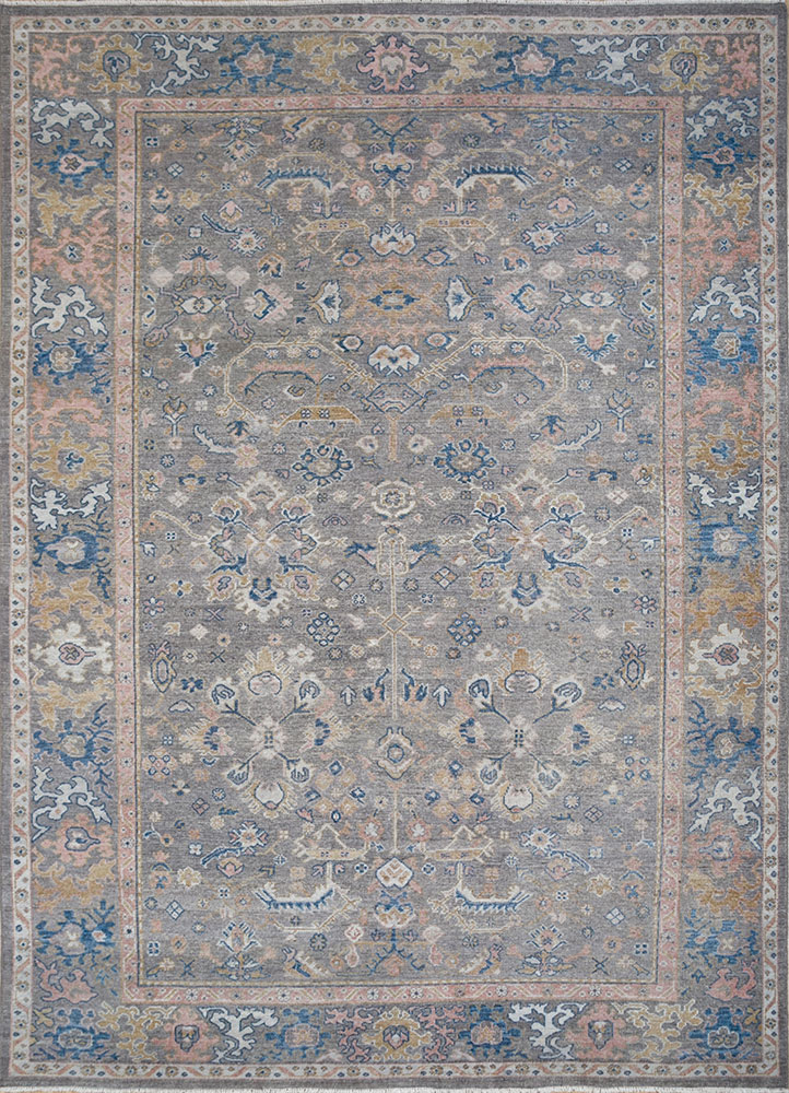 erbe grey and black wool hand knotted Rug - HeadShot