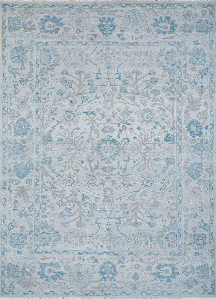 erbe blue wool hand knotted Rug - HeadShot