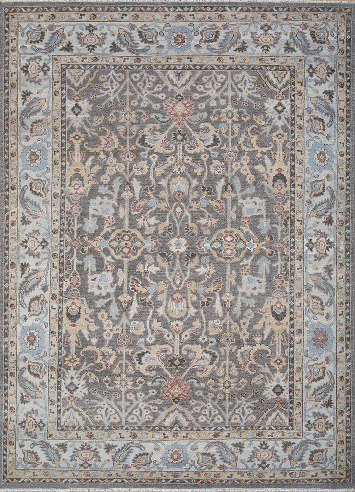 erbe grey and black wool hand knotted Rug - HeadShot
