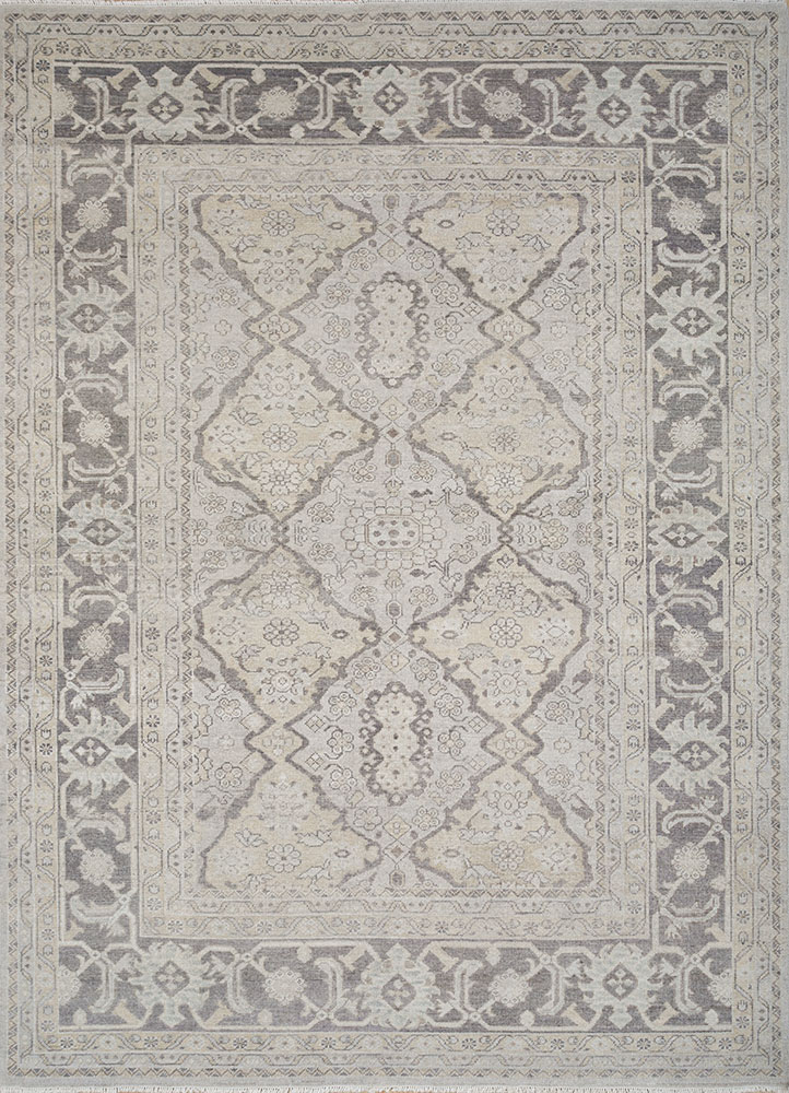 erbe grey and black wool hand knotted Rug - HeadShot
