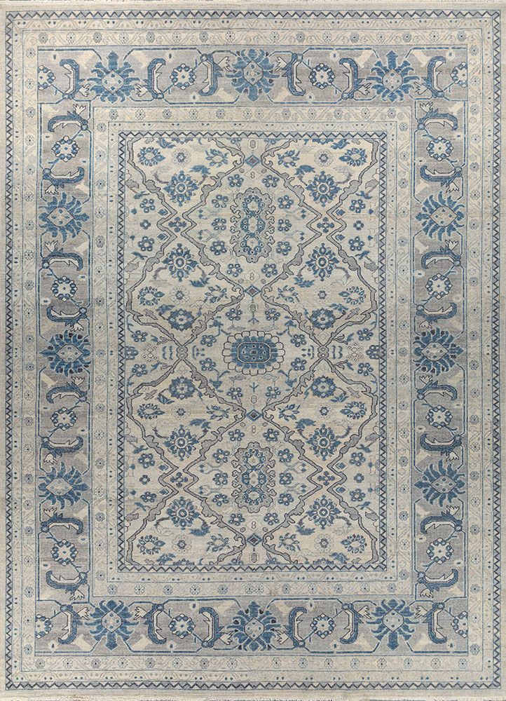 erbe blue wool hand knotted Rug - HeadShot