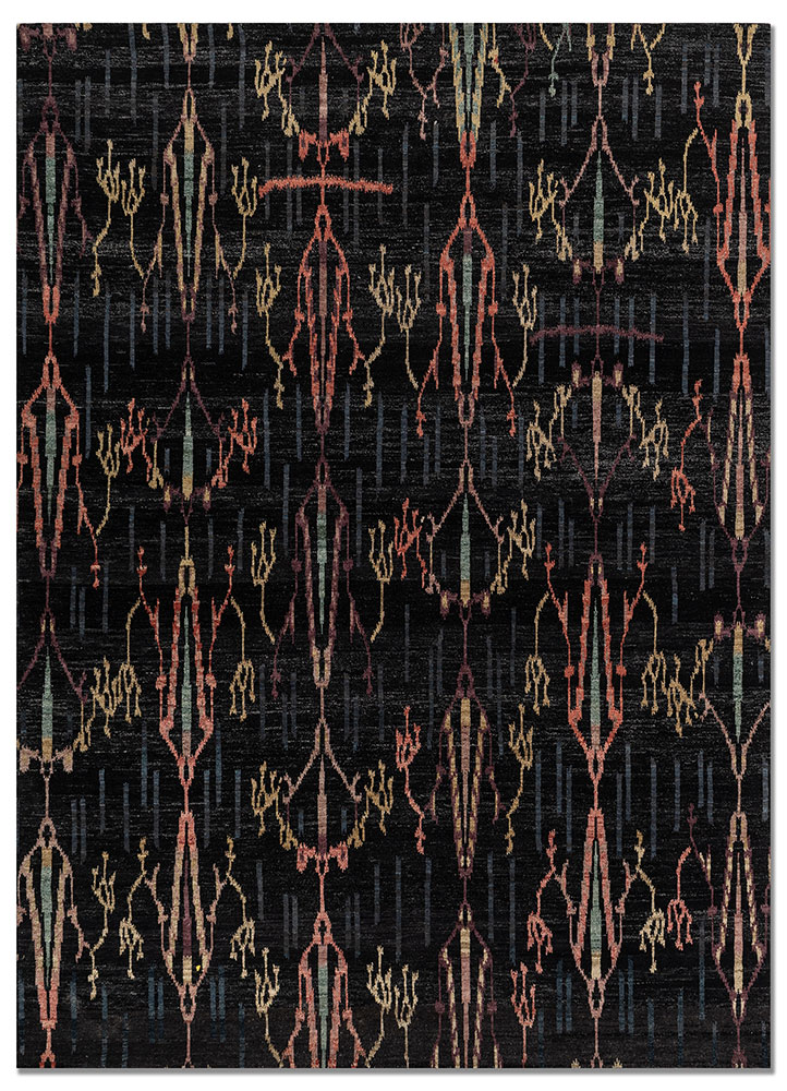 aprezo grey and black wool hand knotted Rug - HeadShot
