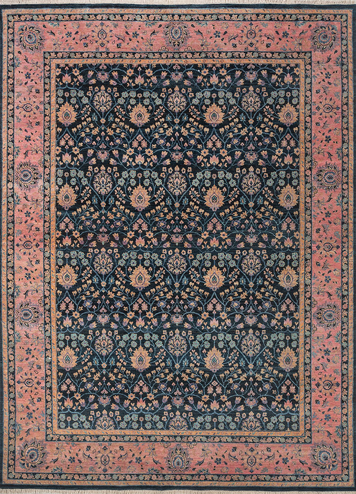 gulnar blue afghan wool hand knotted Rug - HeadShot