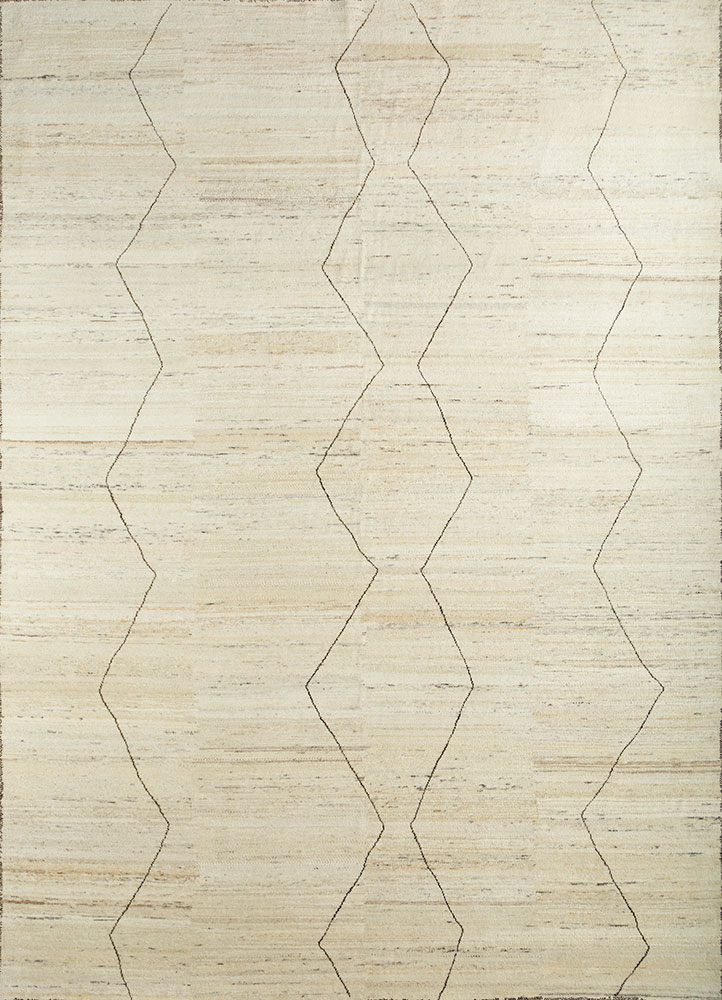 zuri ivory afghan wool hand knotted Rug - HeadShot