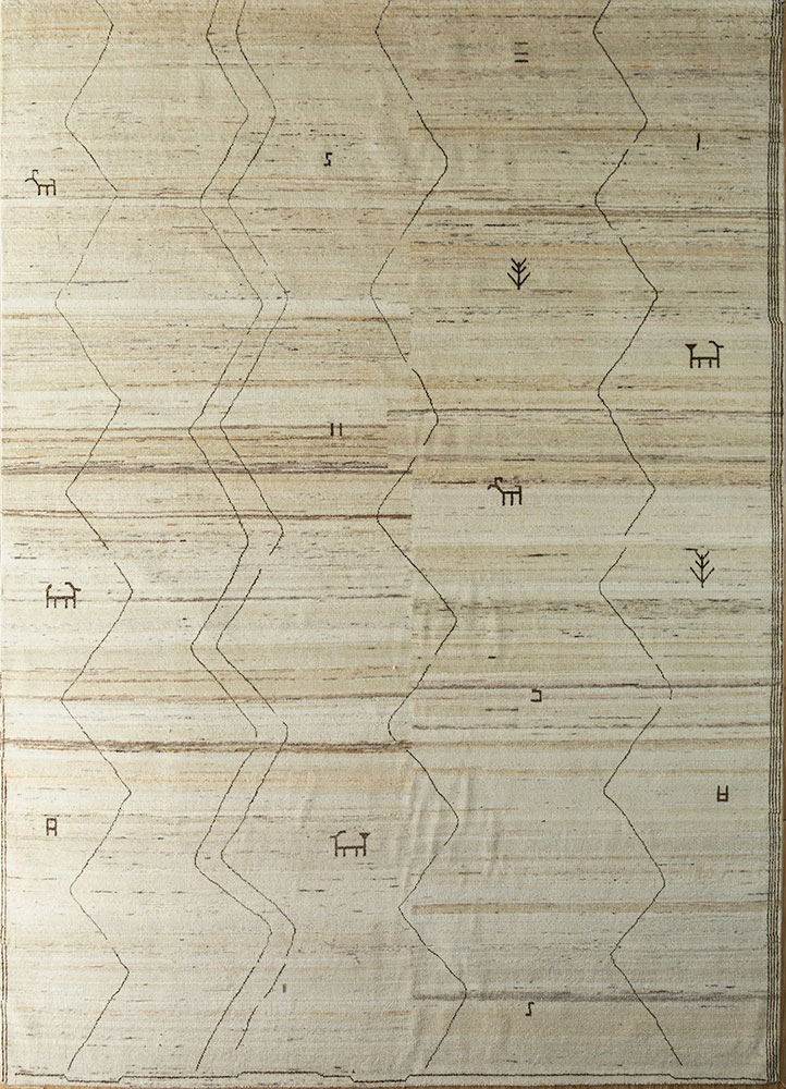 manifest ivory afghan wool hand knotted Rug - HeadShot