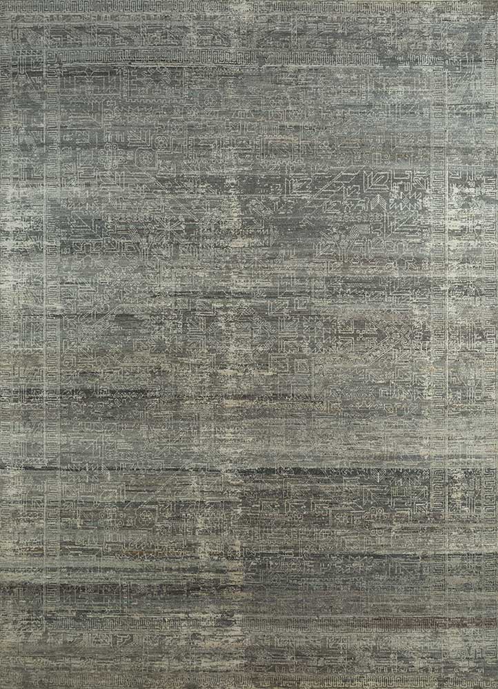viscaya grey and black afghan wool hand knotted Rug - HeadShot