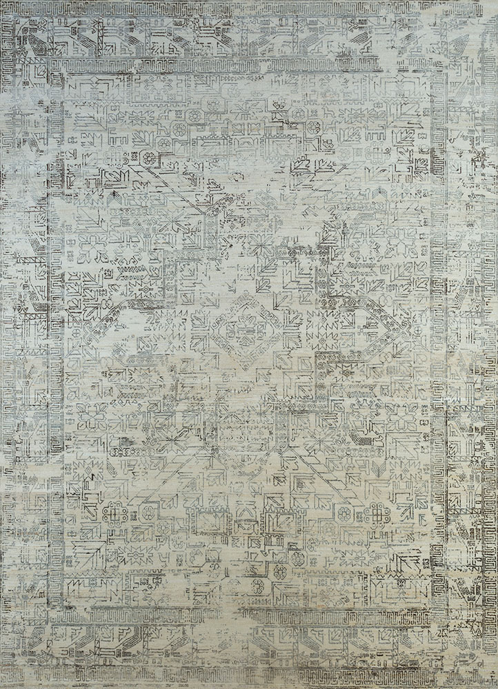 erbe grey and black afghan wool hand knotted Rug - HeadShot