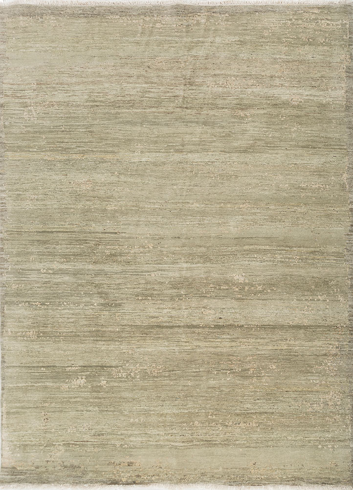 entropy green afghan wool hand knotted Rug - HeadShot