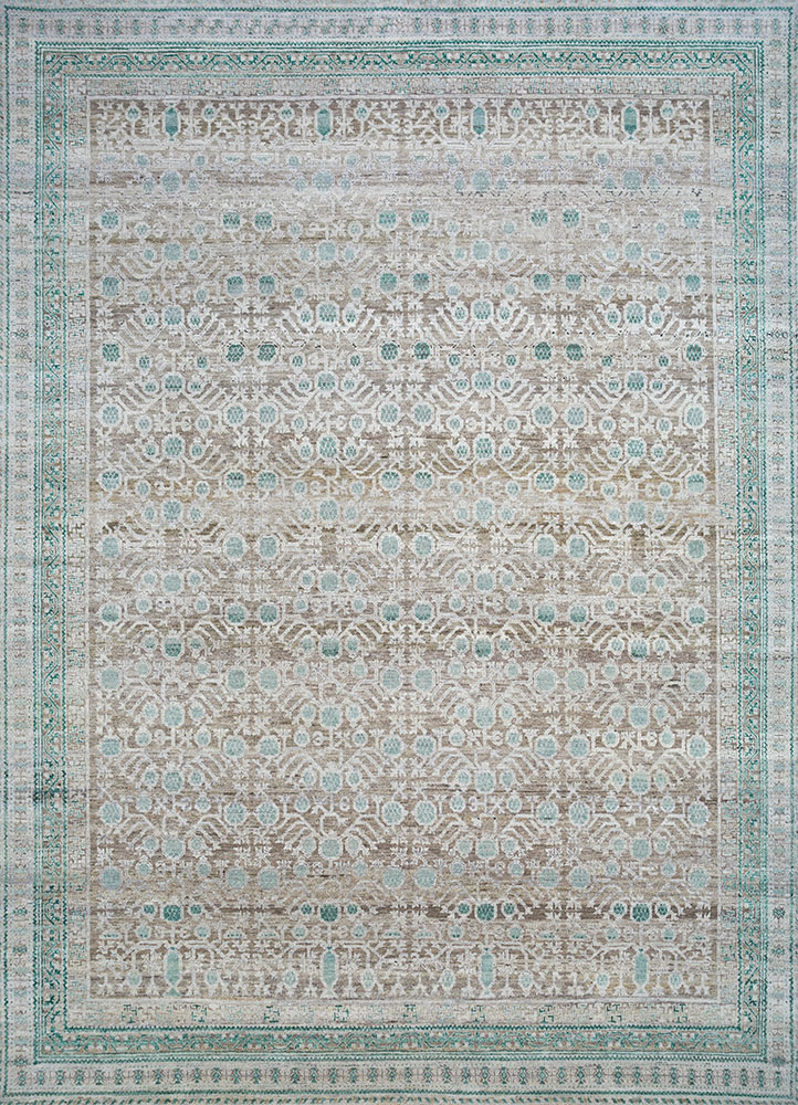 viscaya beige and brown afghan wool hand knotted Rug - HeadShot