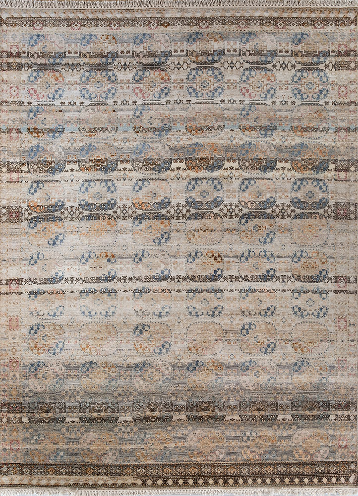 viscaya beige and brown afghan wool hand knotted Rug - HeadShot