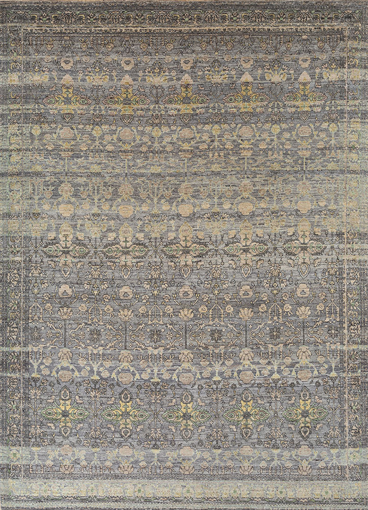 viscaya grey and black afghan wool hand knotted Rug - HeadShot
