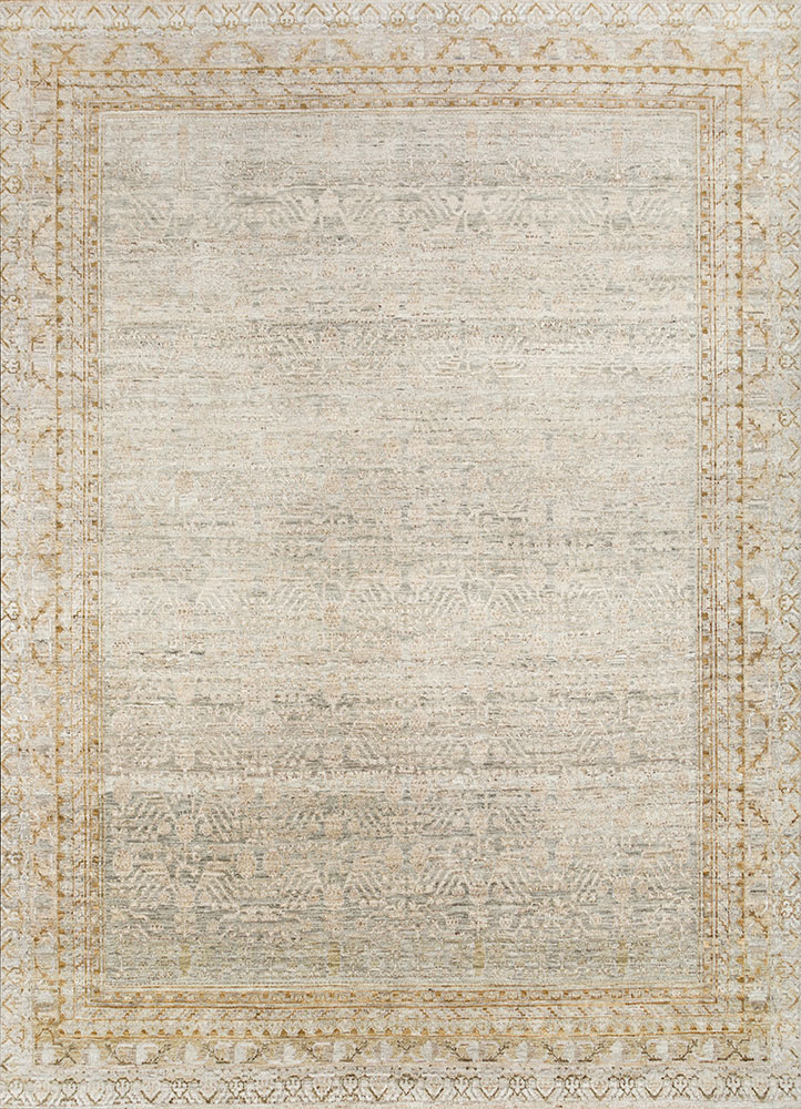 viscaya green afghan wool hand knotted Rug - HeadShot