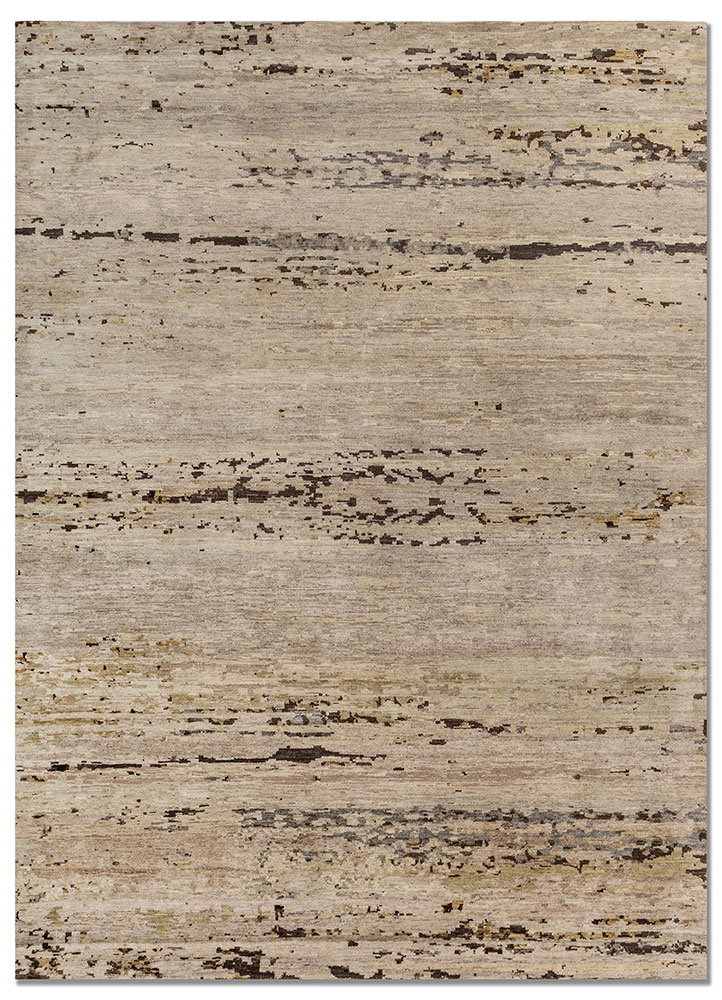 entropy beige and brown afghan wool hand knotted Rug - HeadShot