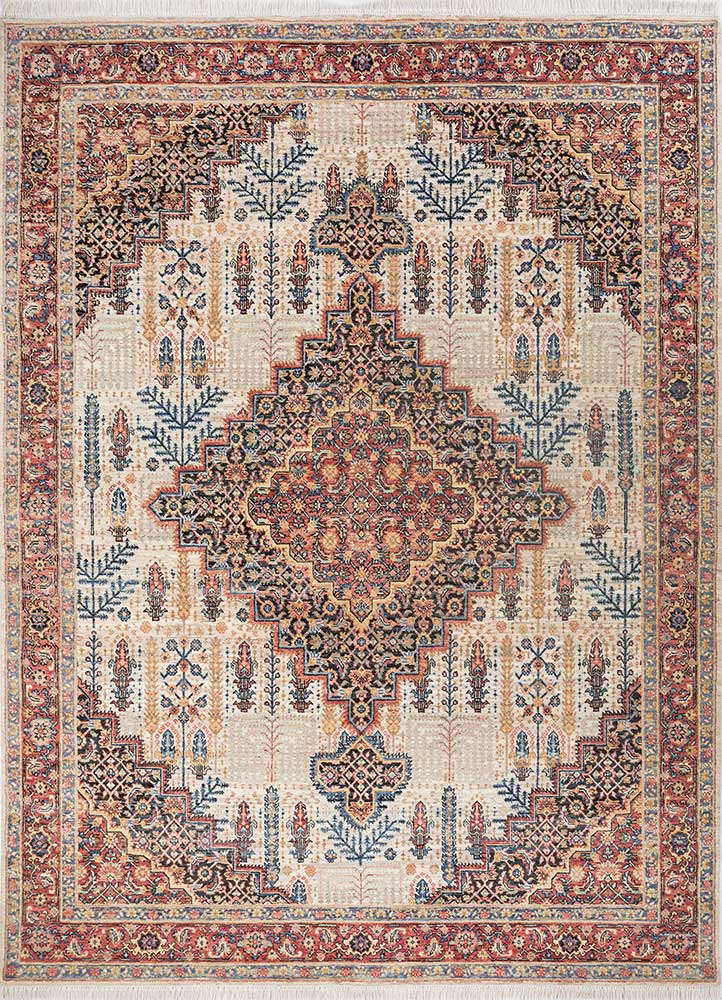 gulnar ivory afghan wool hand knotted Rug - HeadShot