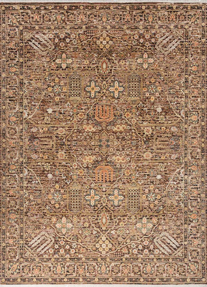 erbe red and orange afghan wool hand knotted Rug - HeadShot