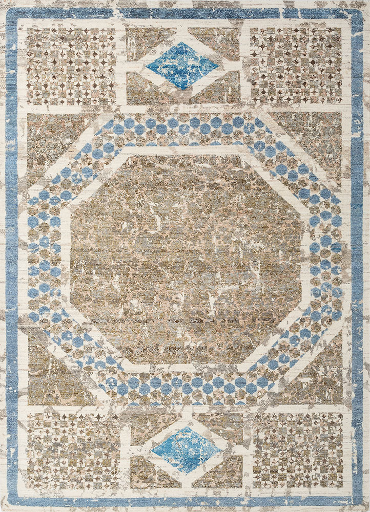 far pavilions ivory wool hand knotted Rug - HeadShot
