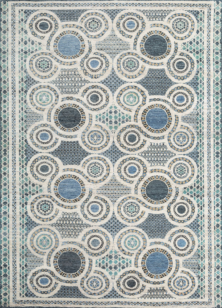 far pavilions ivory wool hand knotted Rug - HeadShot