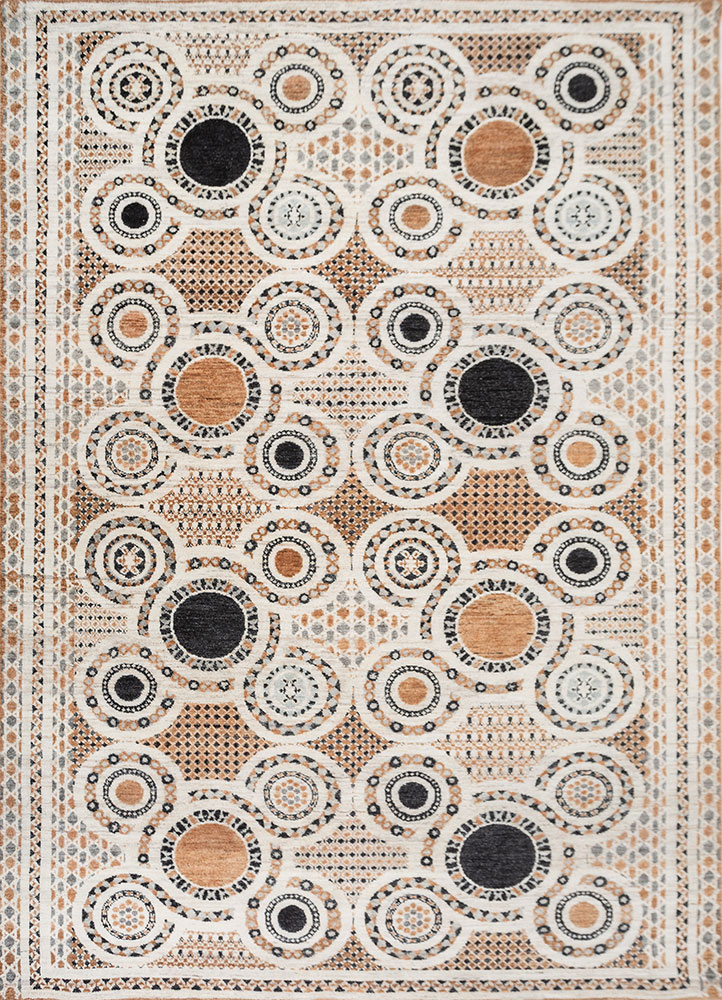 far pavilions ivory wool hand knotted Rug - HeadShot