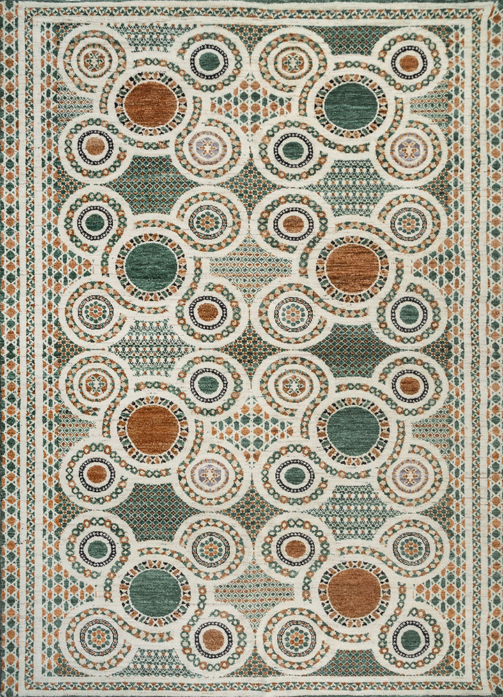 far pavilions ivory wool hand knotted Rug - HeadShot
