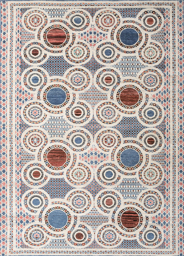 far pavilions ivory wool hand knotted Rug - HeadShot