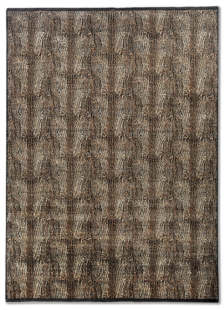 gilded age grey and black afghan wool hand knotted Rug - HeadShot
