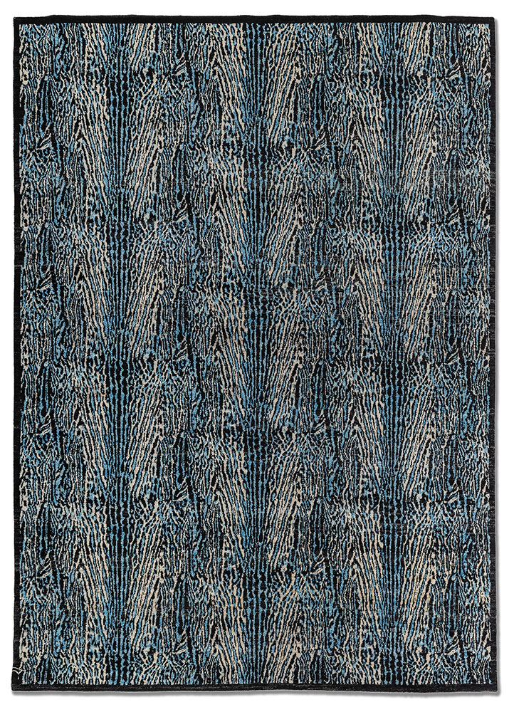 gilded age grey and black afghan wool hand knotted Rug - HeadShot