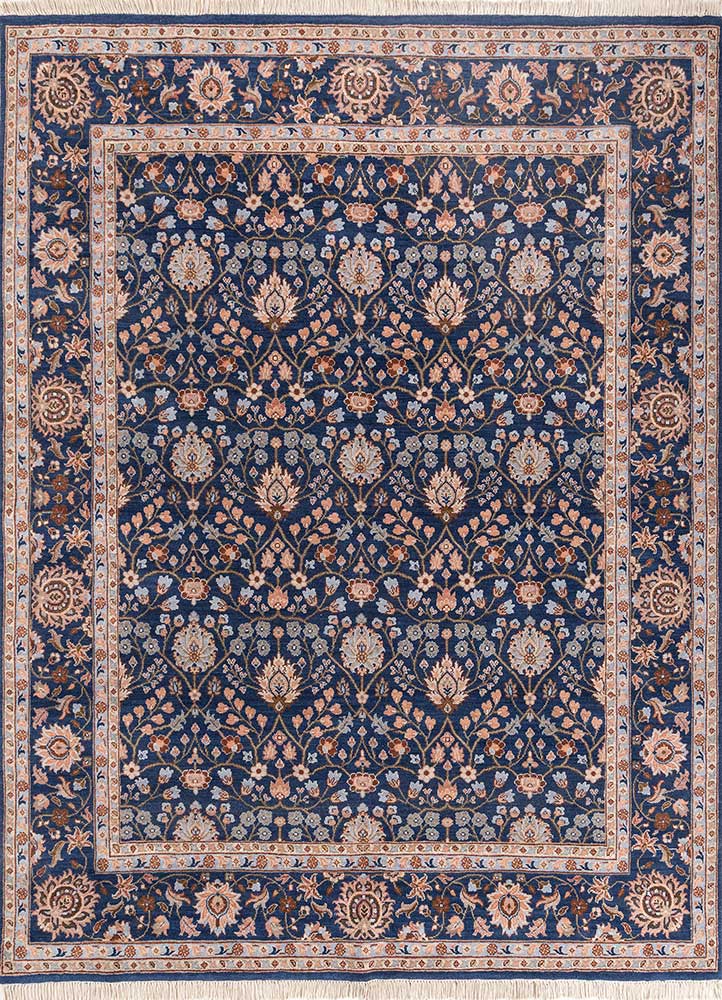 aurora blue wool hand knotted Rug - HeadShot