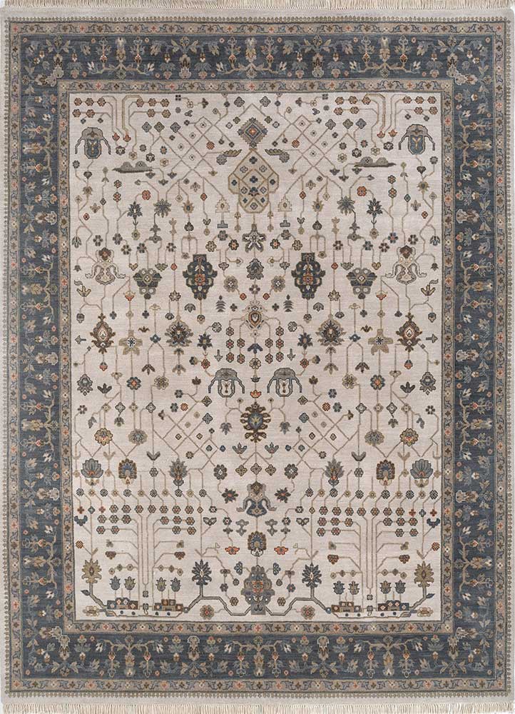 cyanna ivory wool hand knotted Rug - HeadShot