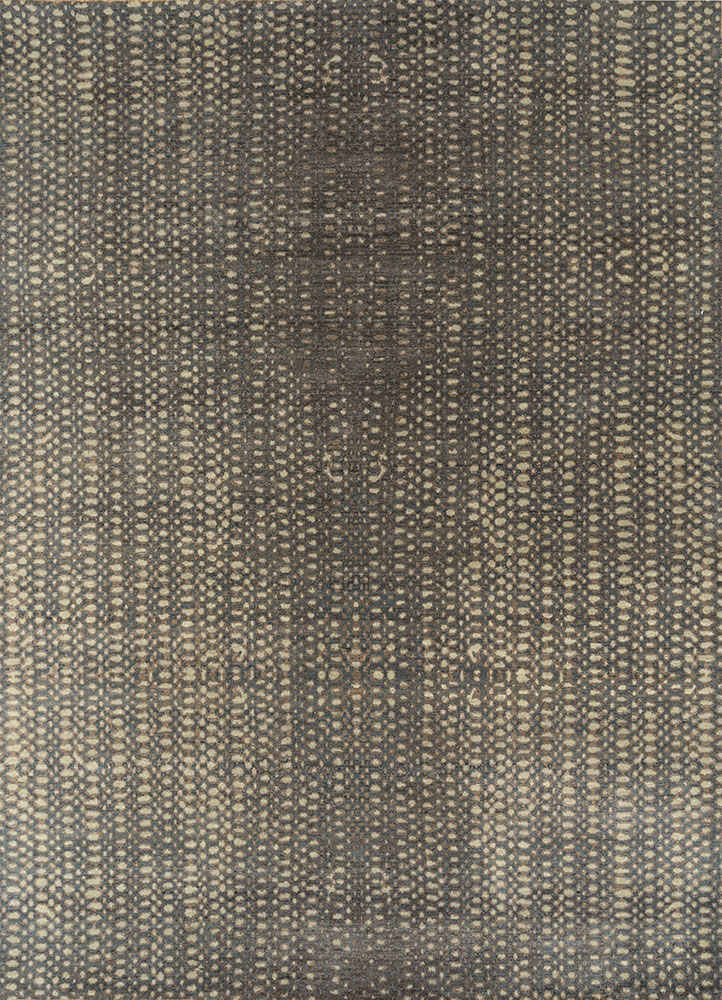 pansy blue wool hand knotted Rug - HeadShot